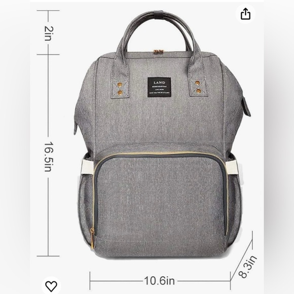 NWOT Land Diaper Bag Grey and Black - Picture 10 of 12